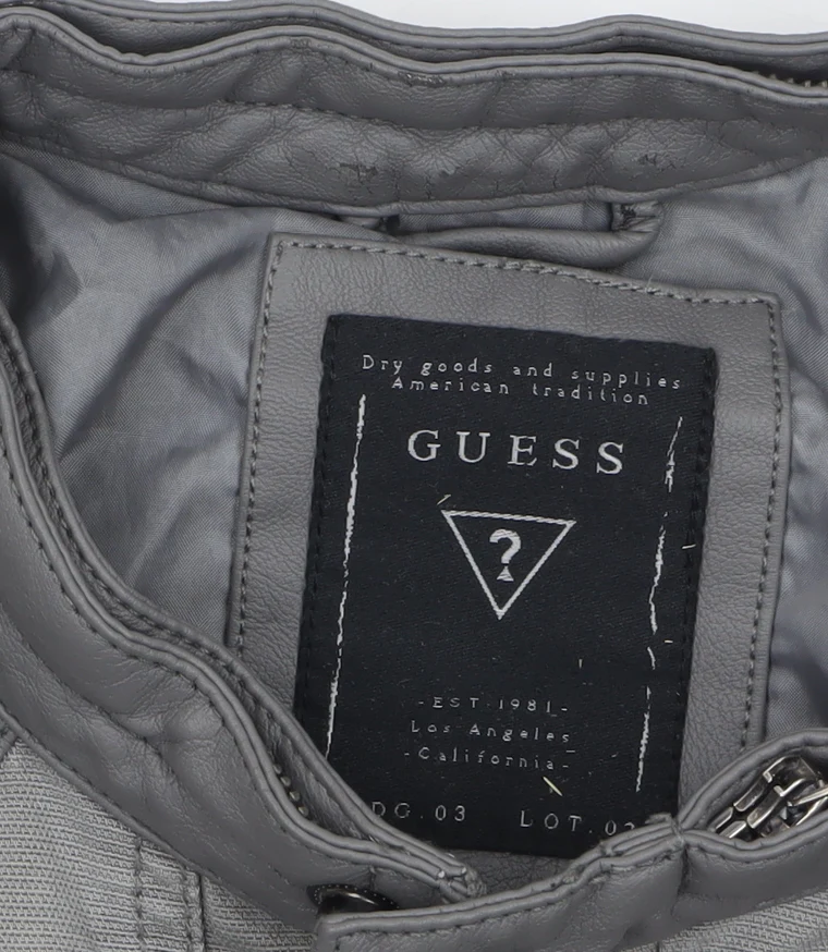 Guess Women's Grey XS Biker Jacket Faux Leather Zip Pockets - Image 5
