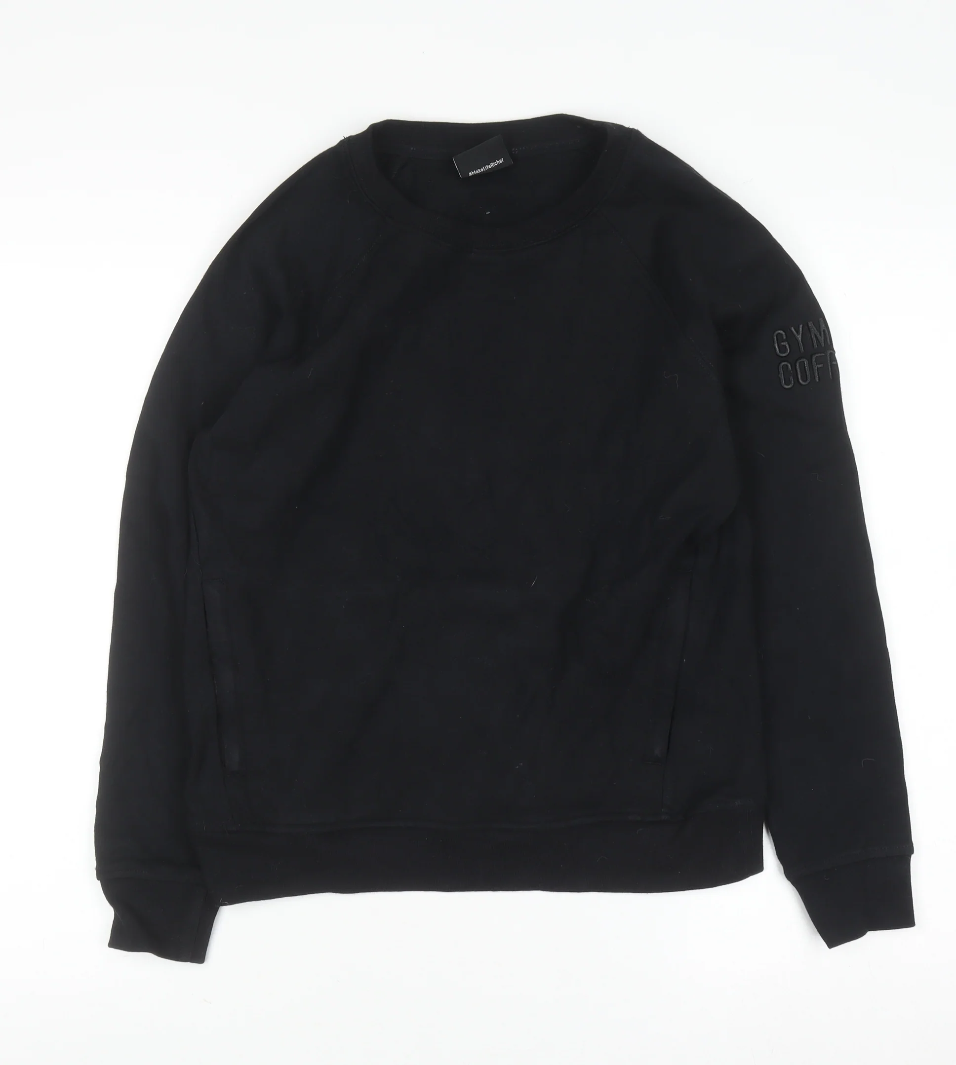 Gym+Coffee Women's Black Small Pullover Sweatshirt Cotton Blend