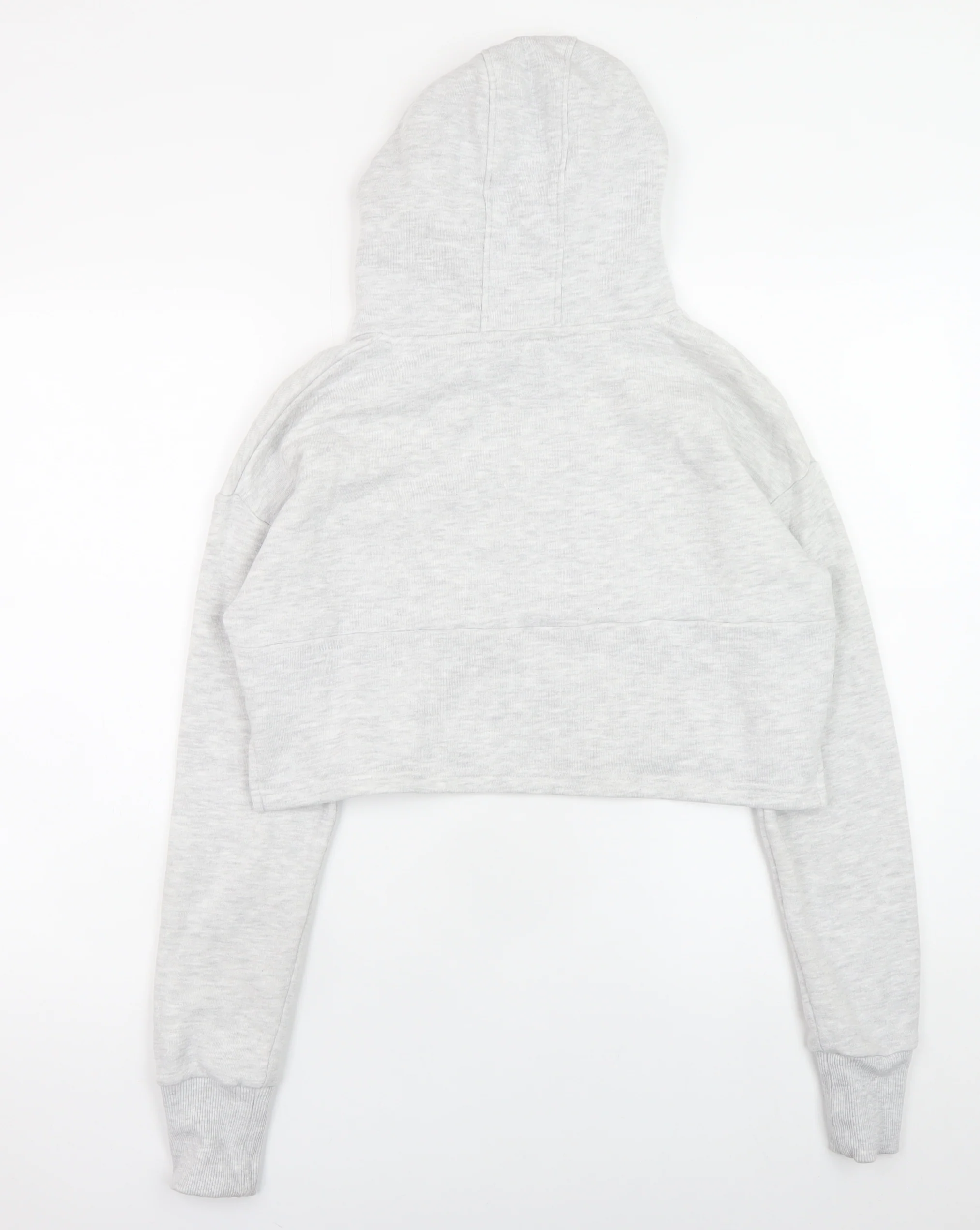 Gym King Women's Grey Cropped Pullover Hoodie Size 12 - Image 3