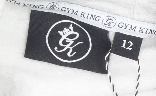 Gym King Women's Grey Cropped Pullover Hoodie Size 12 - Image 4
