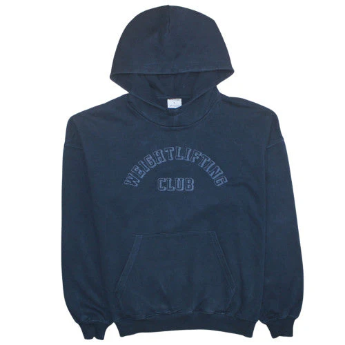 Gymshark Men's Navy Blue Pullover Hoodie Small Weightlifting Club Logo