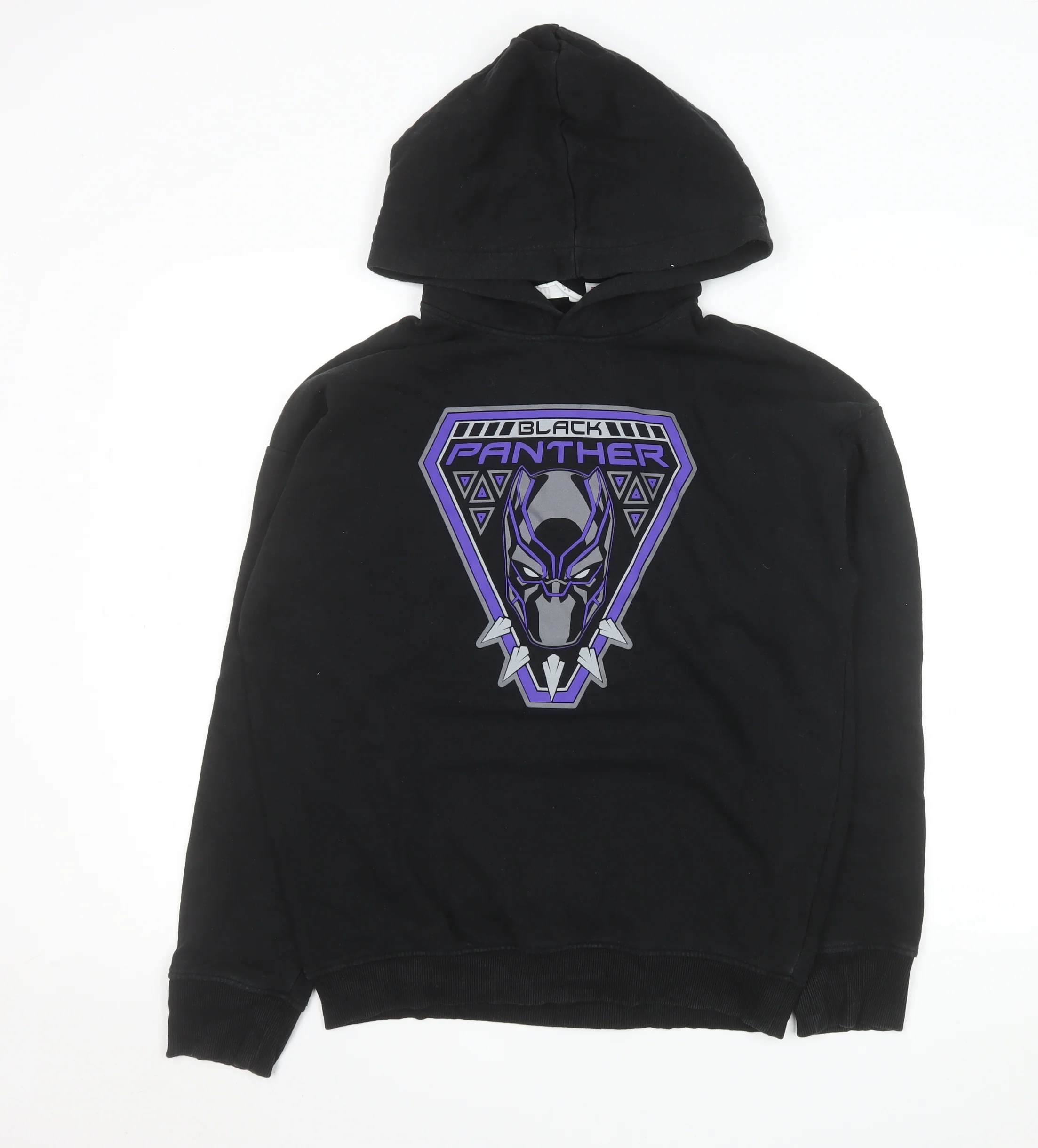 H&M Boys Black Panther Hoodie 14 Years Black Pullover Fleece Marvel