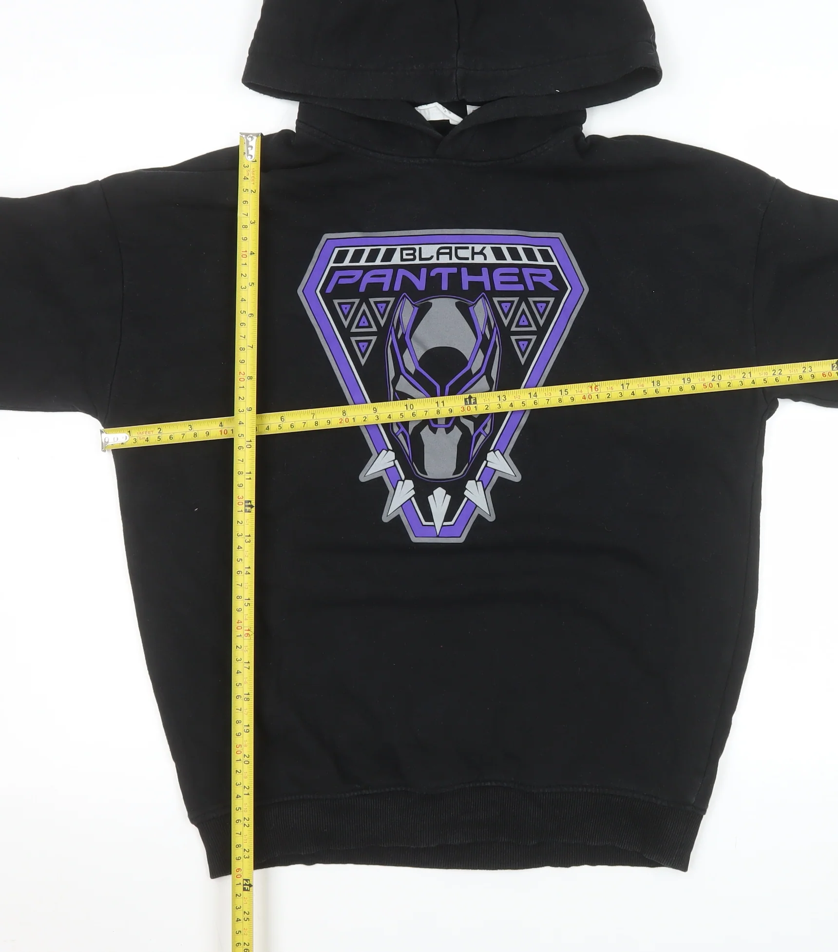 H&M Boys Black Panther Hoodie 14 Years Black Pullover Fleece Marvel - Image 2