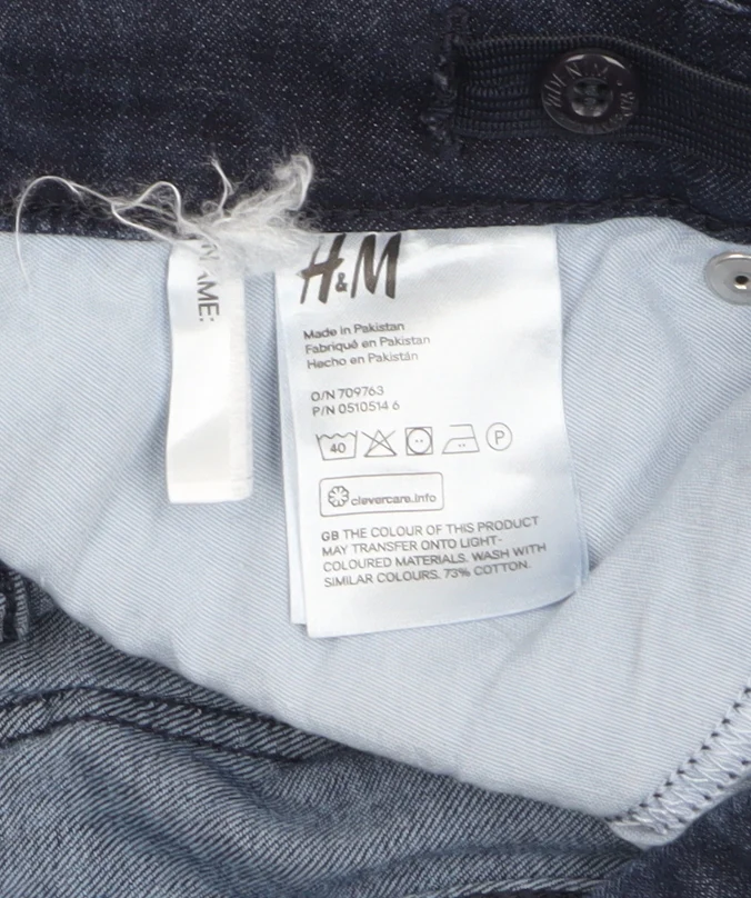 H&M Boys Blue Skinny Fit Super Stretch Jeans Size 164 Denim Casual - Image 4