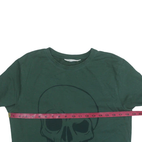 H&M Boys Green Skull Graphic Pullover Sweatshirt 16 Years - Image 2