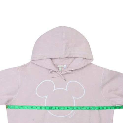 H&M Disney L.O.G.G. Pink Hoodie Women L Pullover Mickey Cotton - Image 2