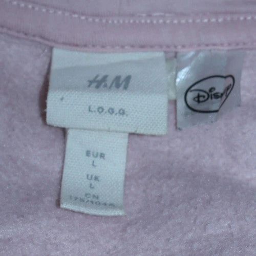 H&M Disney L.O.G.G. Pink Hoodie Women L Pullover Mickey Cotton - Image 6