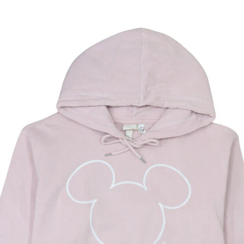 H&M Disney L.O.G.G. Pink Hoodie Women L Pullover Mickey Cotton - Image 7