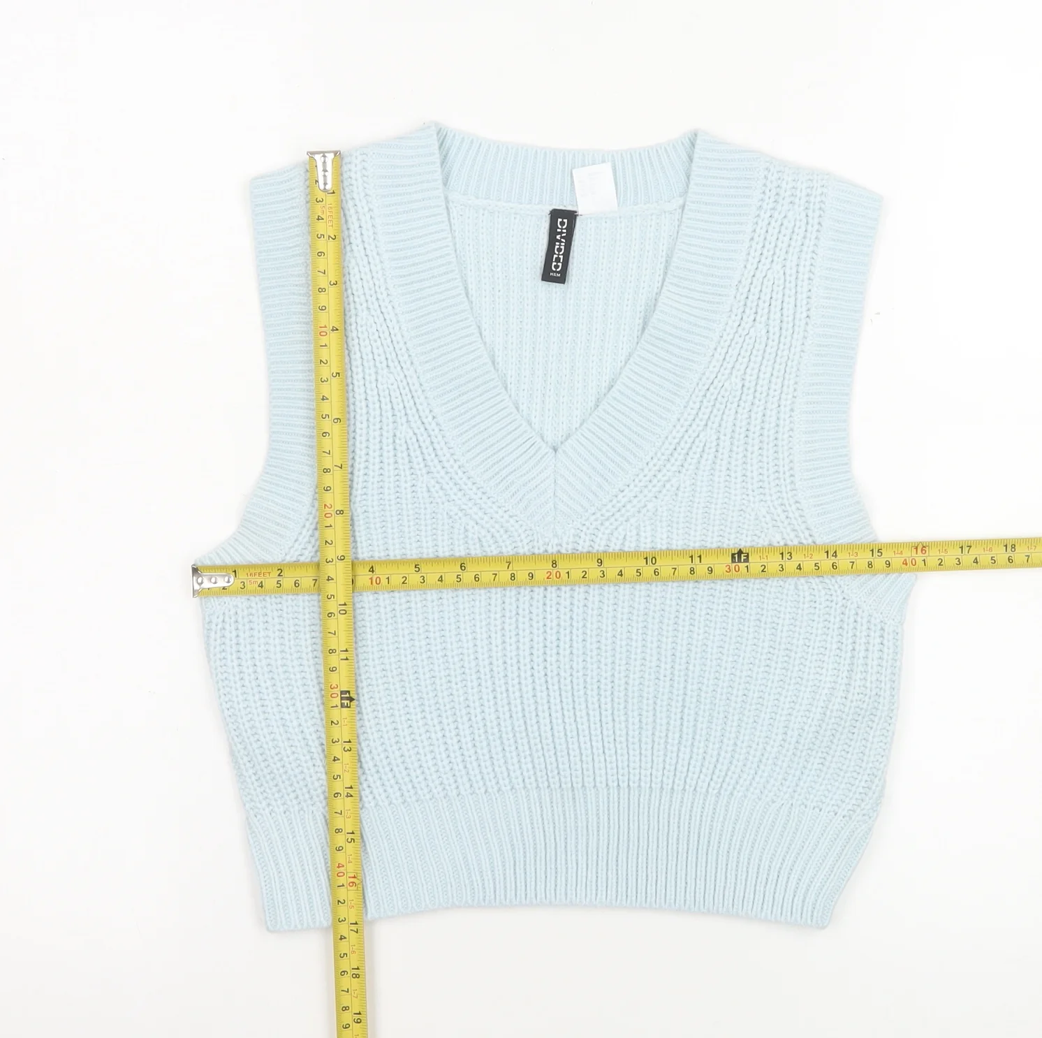 H&M Divided Blue V-Neck Knit Sleeveless Jumper Vest Women's Size 6 - Image 2