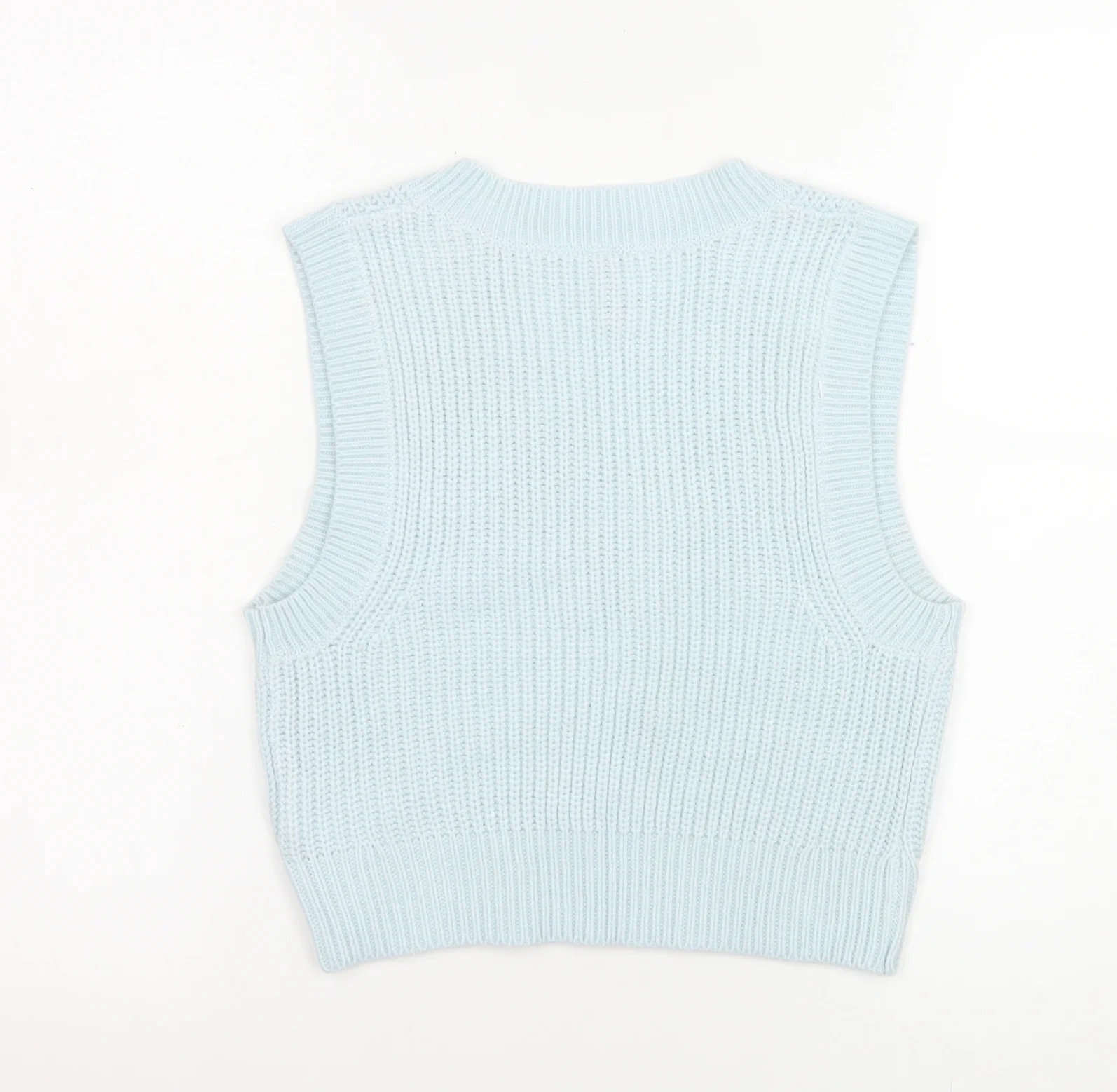 H&M Divided Blue V-Neck Knit Sleeveless Jumper Vest Women's Size 6 - Image 3
