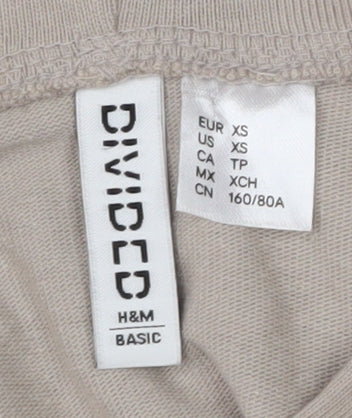 H&M Divided Women Beige Cotton Cropped Pullover Hoodie XS - Image 4