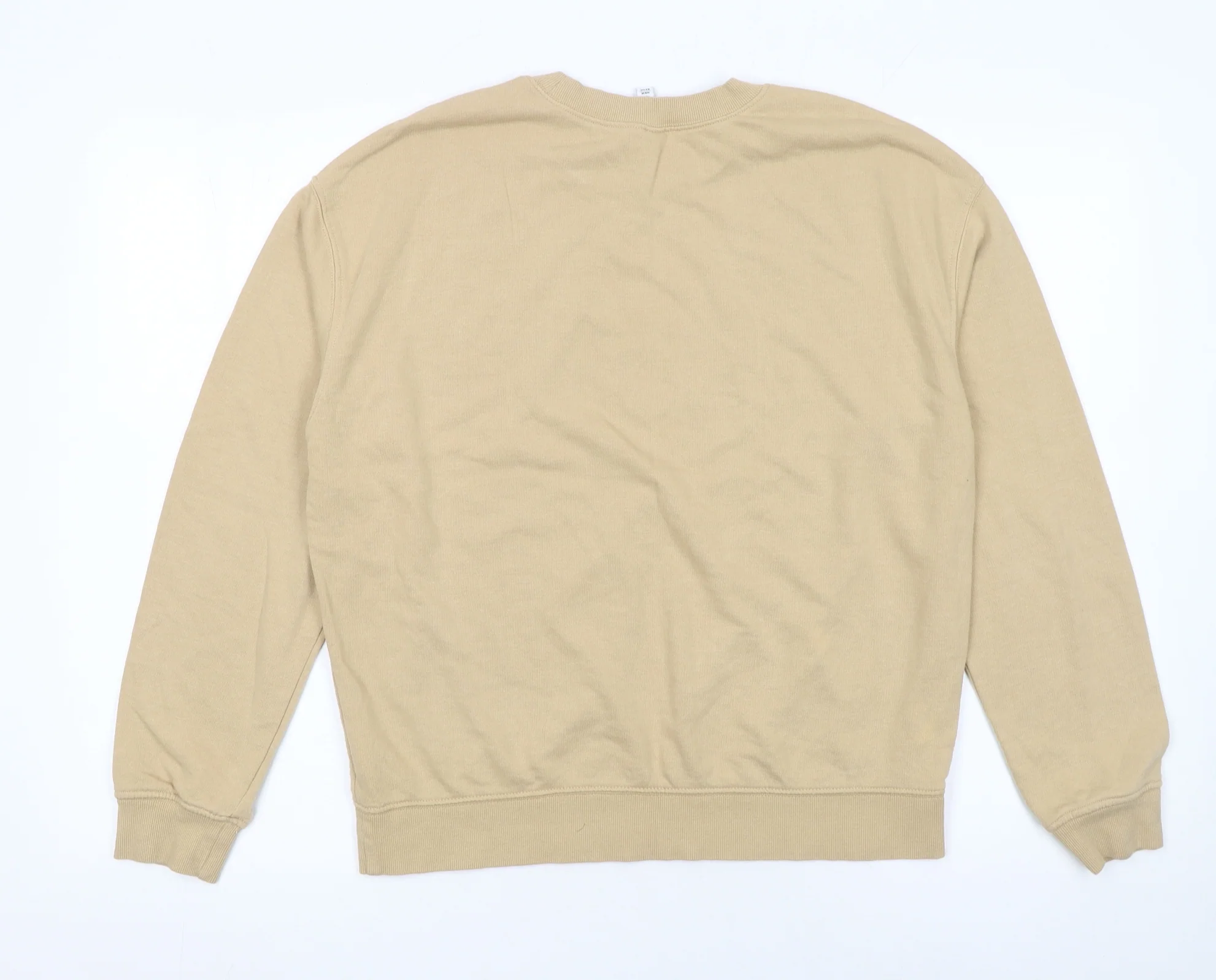 H&M Divided Women Beige Crew Neck Pullover Sweatshirt Medium - Image 3