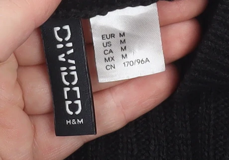 H&M Divided Women Black Ribbed Long Sleeve Mock Neck Jumper M - Image 5