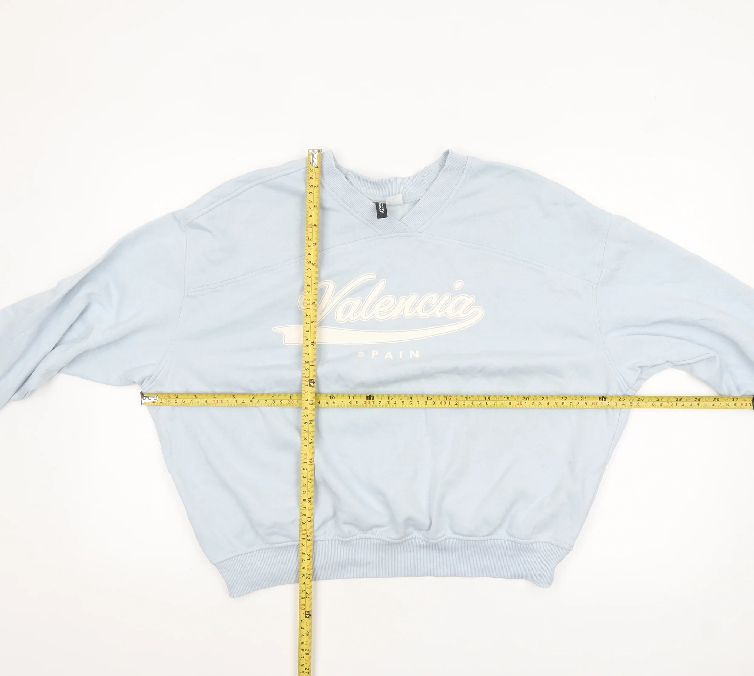 H&M Divided Women Blue Pullover Sweatshirt XL Valencia Print - Image 2