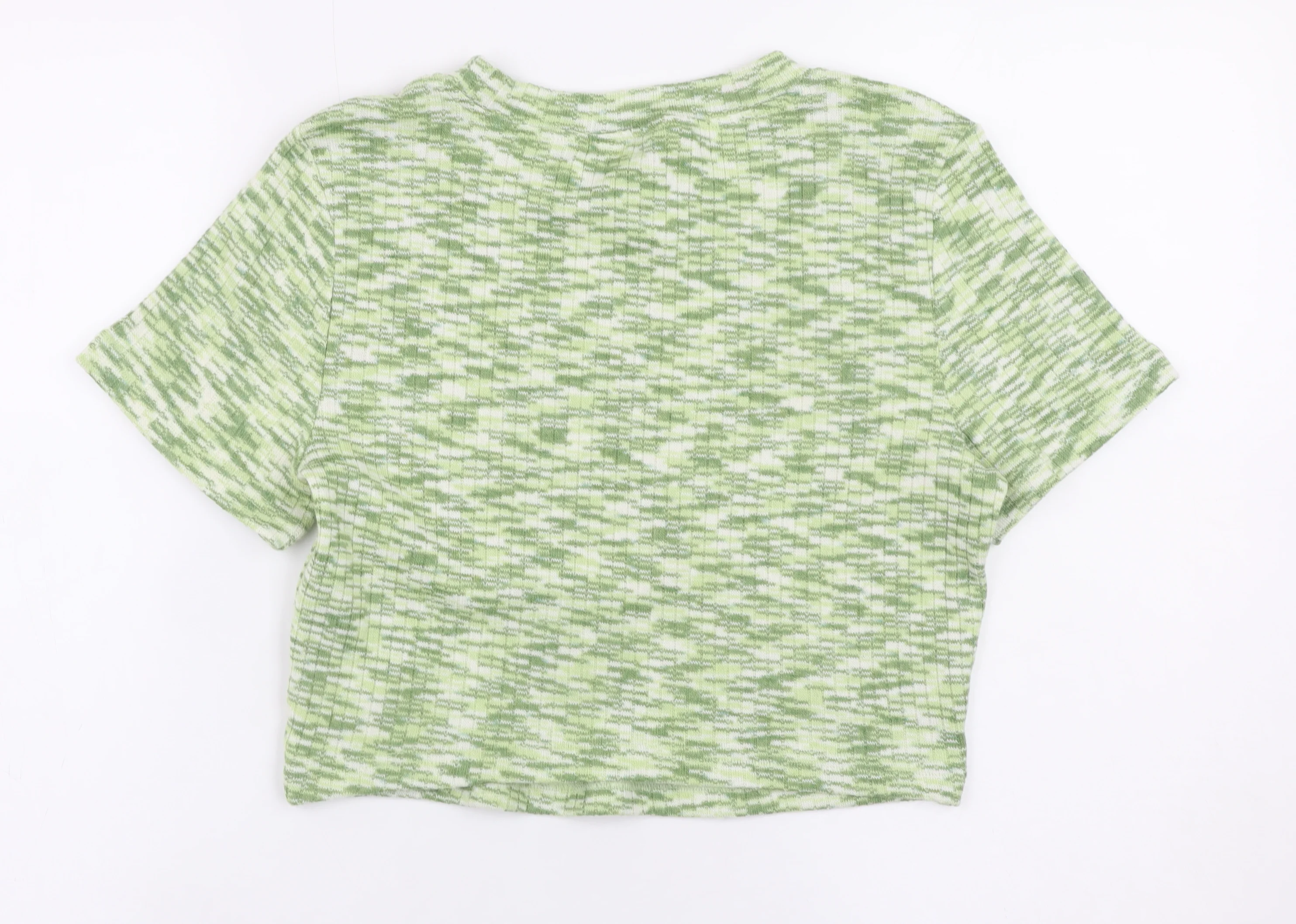 H&M Divided Women Green Cropped Knit T-Shirt Size 12 - Image 3