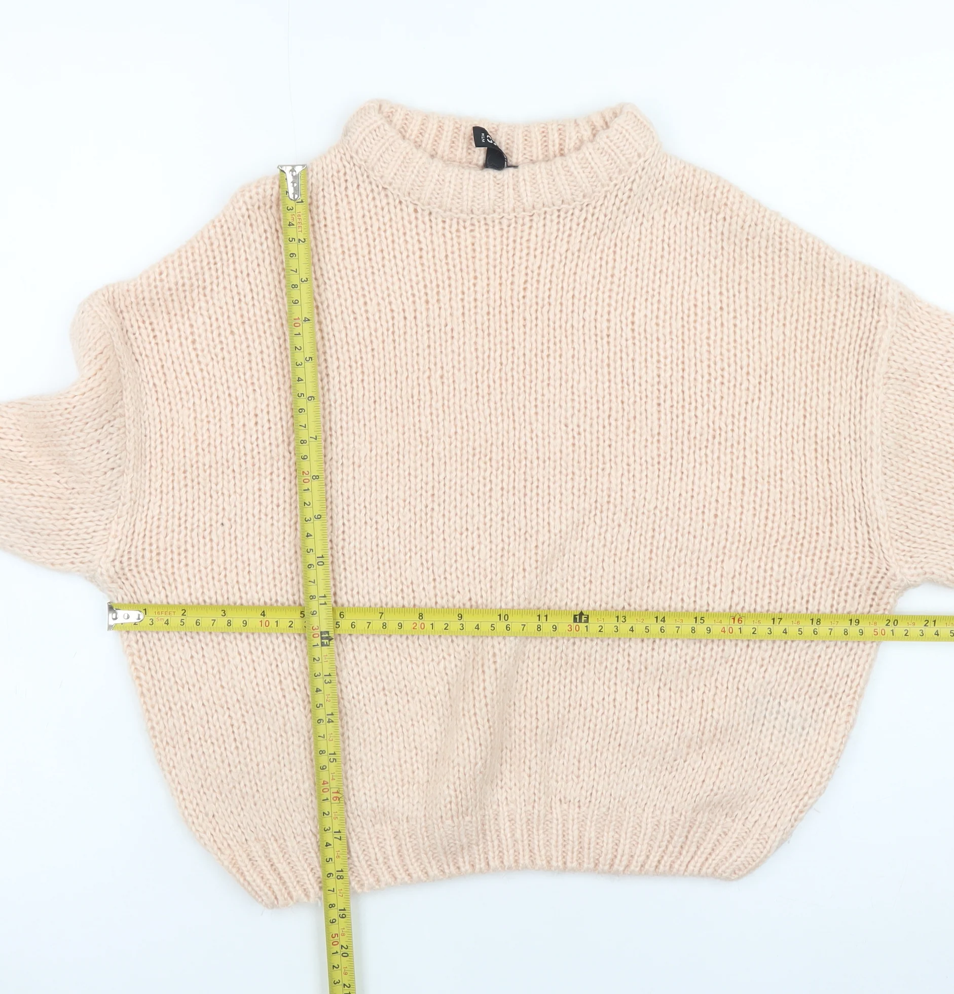 H&M Divided Women’s Beige Chunky-Knit Mock Neck Jumper XS - Image 2