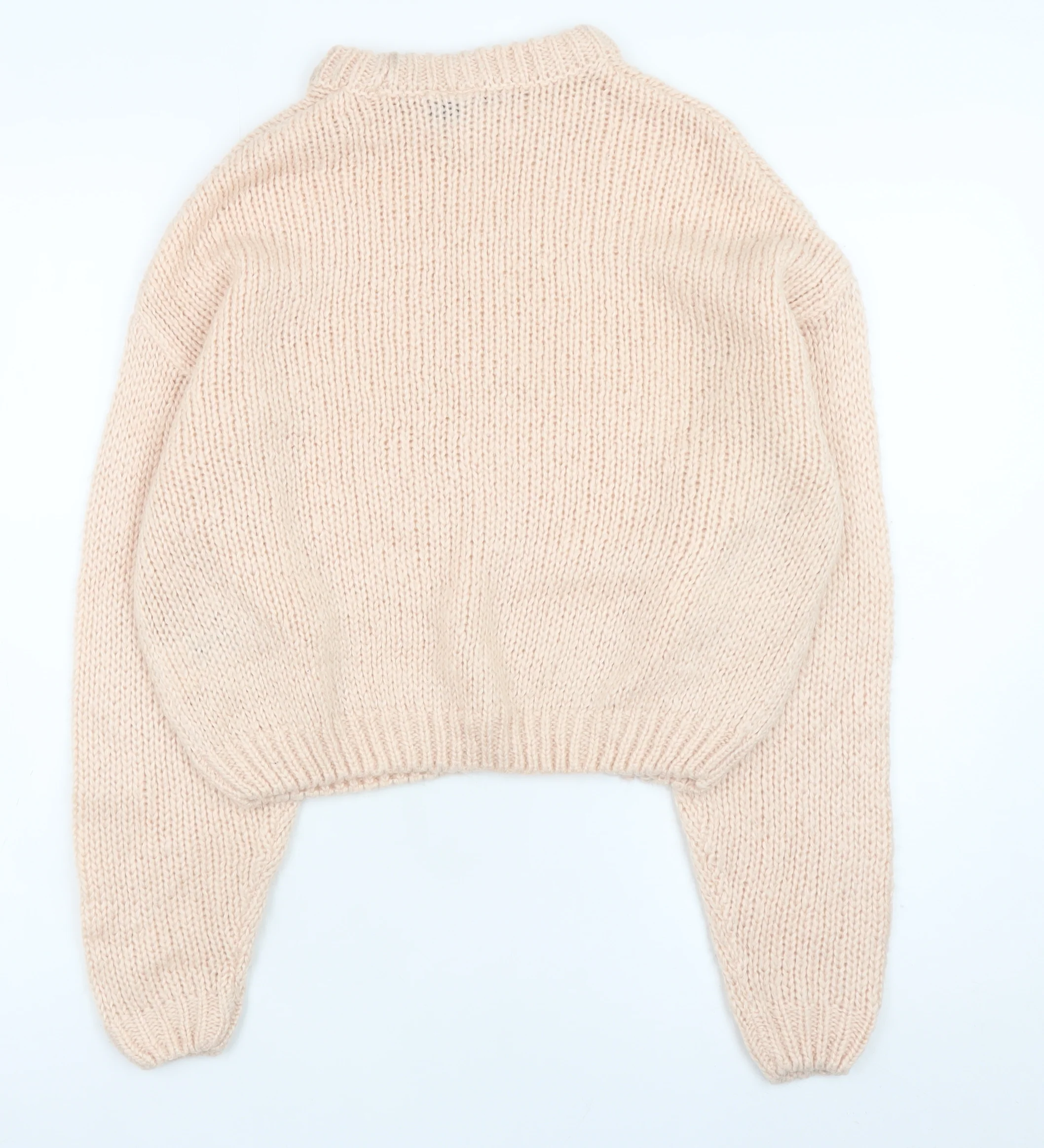 H&M Divided Women’s Beige Chunky-Knit Mock Neck Jumper XS - Image 3