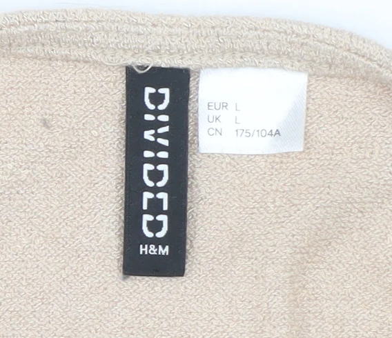 H&M Divided Women’s Beige Cropped V-Neck Drawstring Long Sleeve Blouse L - Image 4