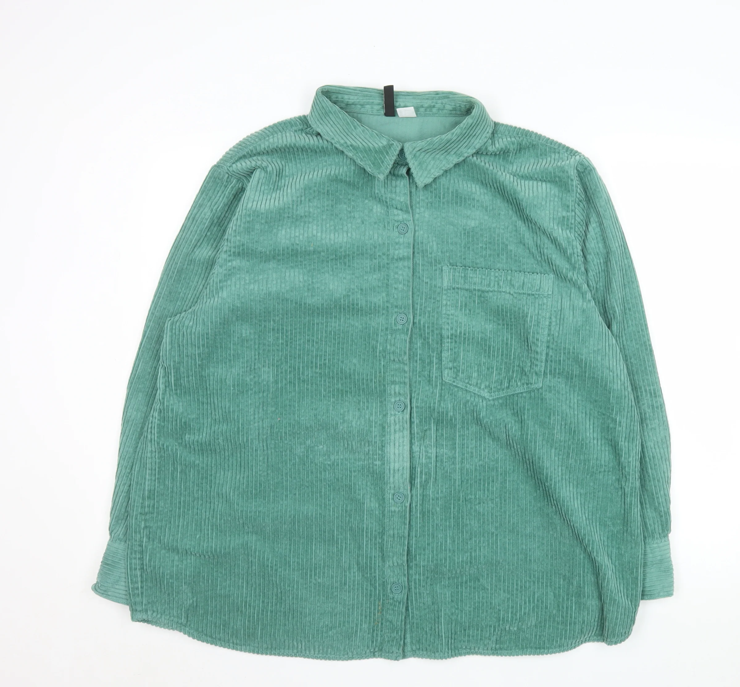 H&M Divided Women’s Green Corduroy Button-Up Jacket Size 14