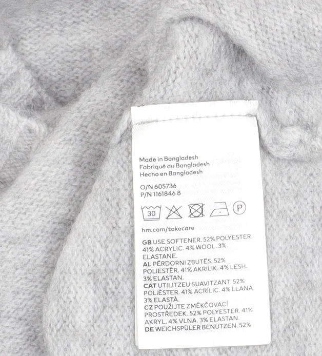 H&M Divided Women’s Grey V-Neck Knit Jumper Size S - Image 5