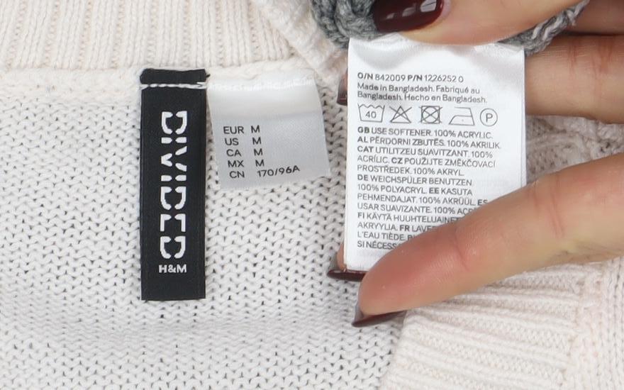 H&M Divided Women’s Grey White Striped Knit Jumper Size M - Image 4