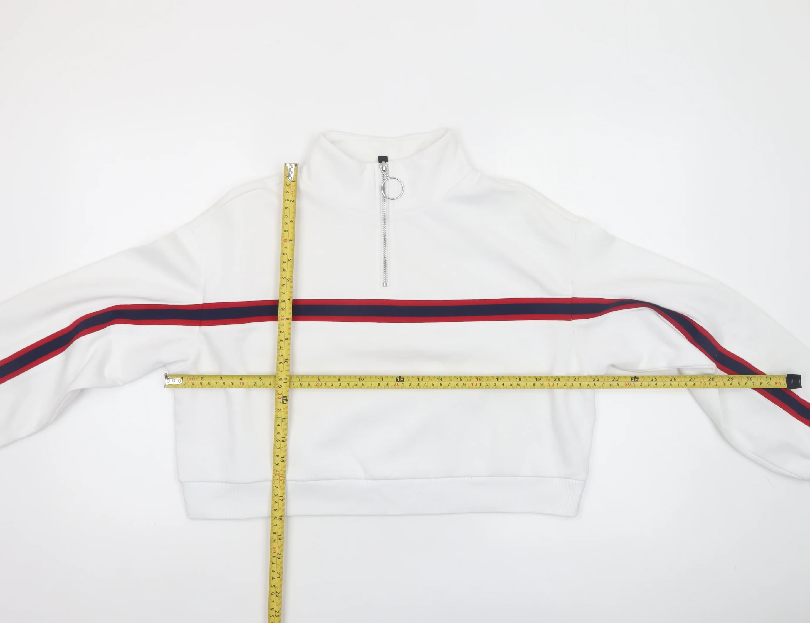 H&M Divided Women White 1/2 Zip Pullover Sweatshirt M - Image 2