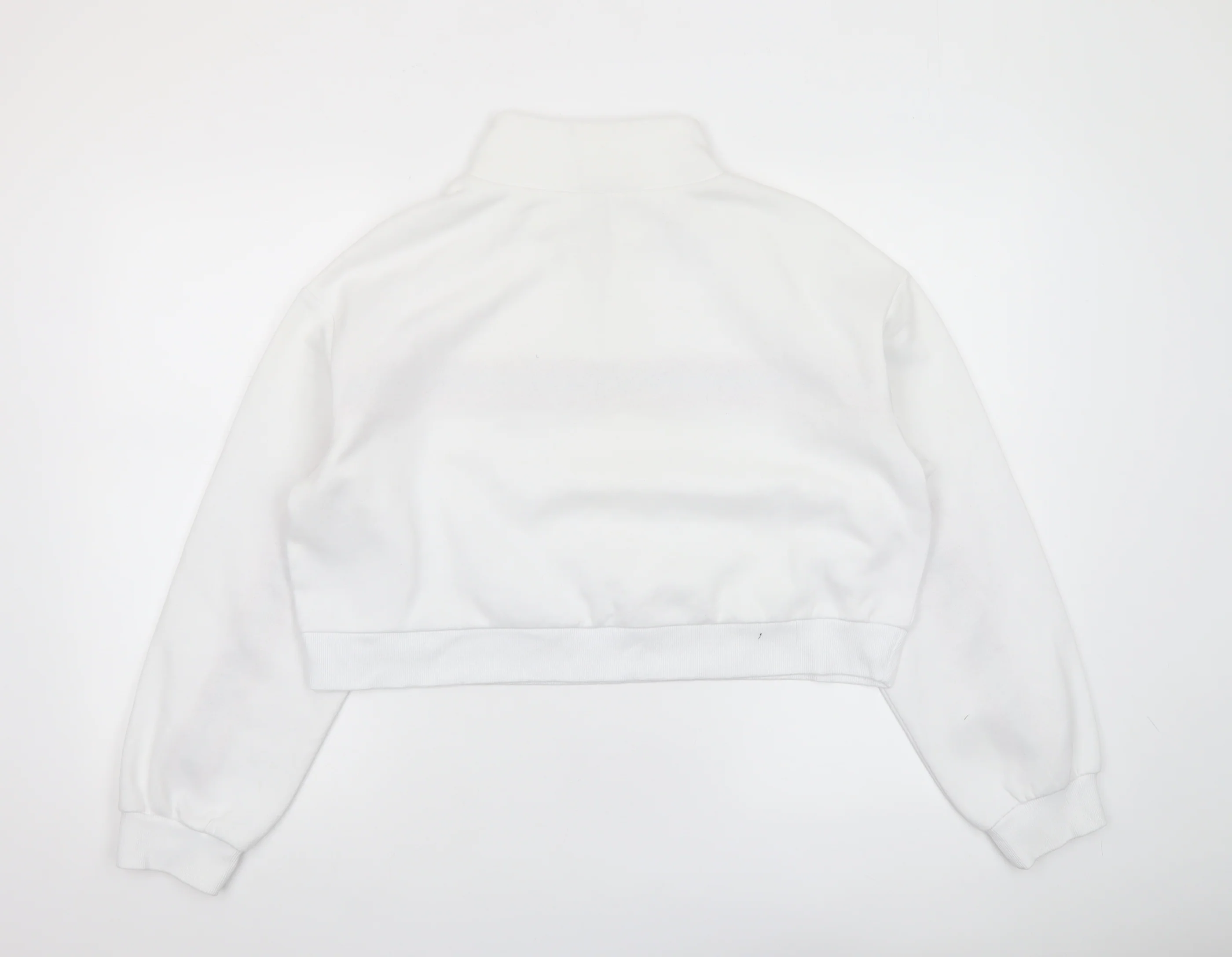 H&M Divided Women White 1/2 Zip Pullover Sweatshirt M - Image 3