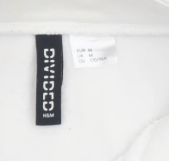 H&M Divided Women White 1/2 Zip Pullover Sweatshirt M - Image 5