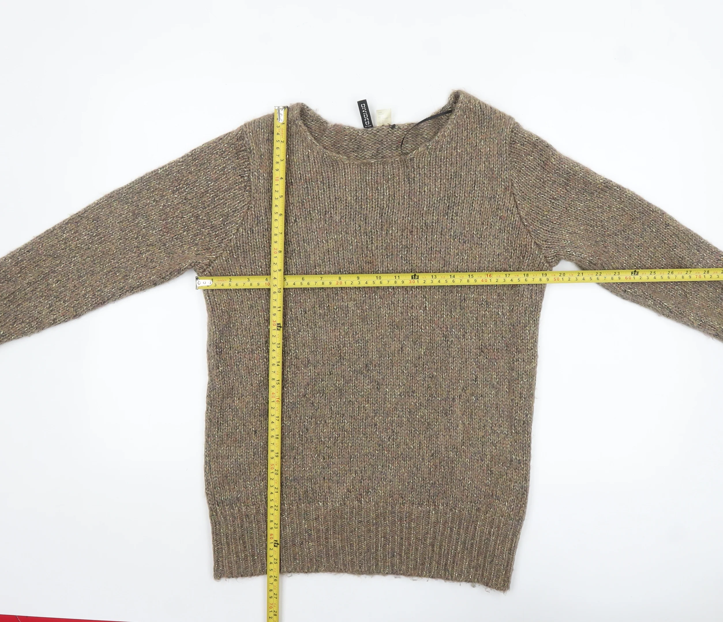 H&M Divided Womens Beige Metallic Knit Jumper Size 10 - Image 2