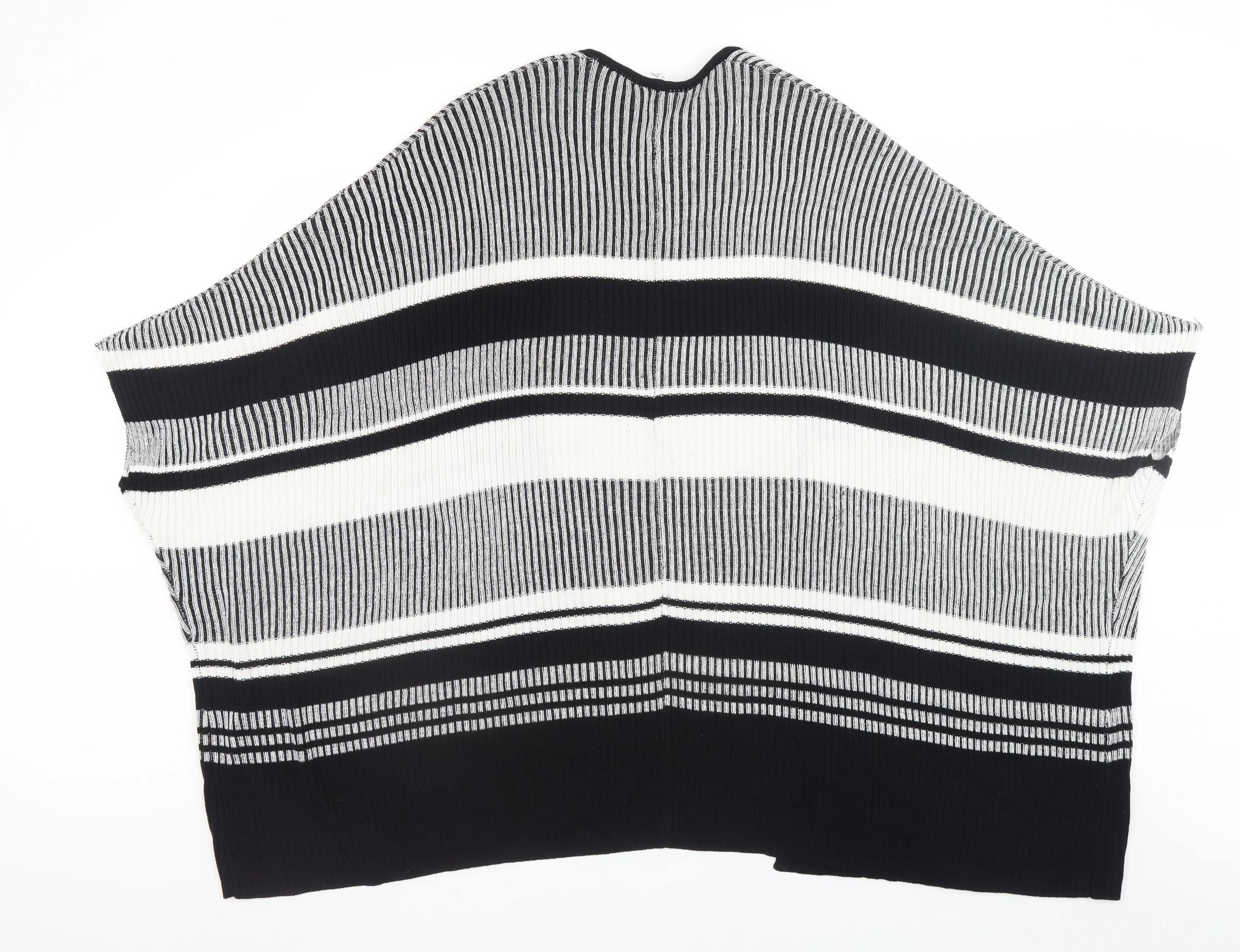 H&M Divided Women's Black Striped Knit Cape Jumper Size 8 - Image 3