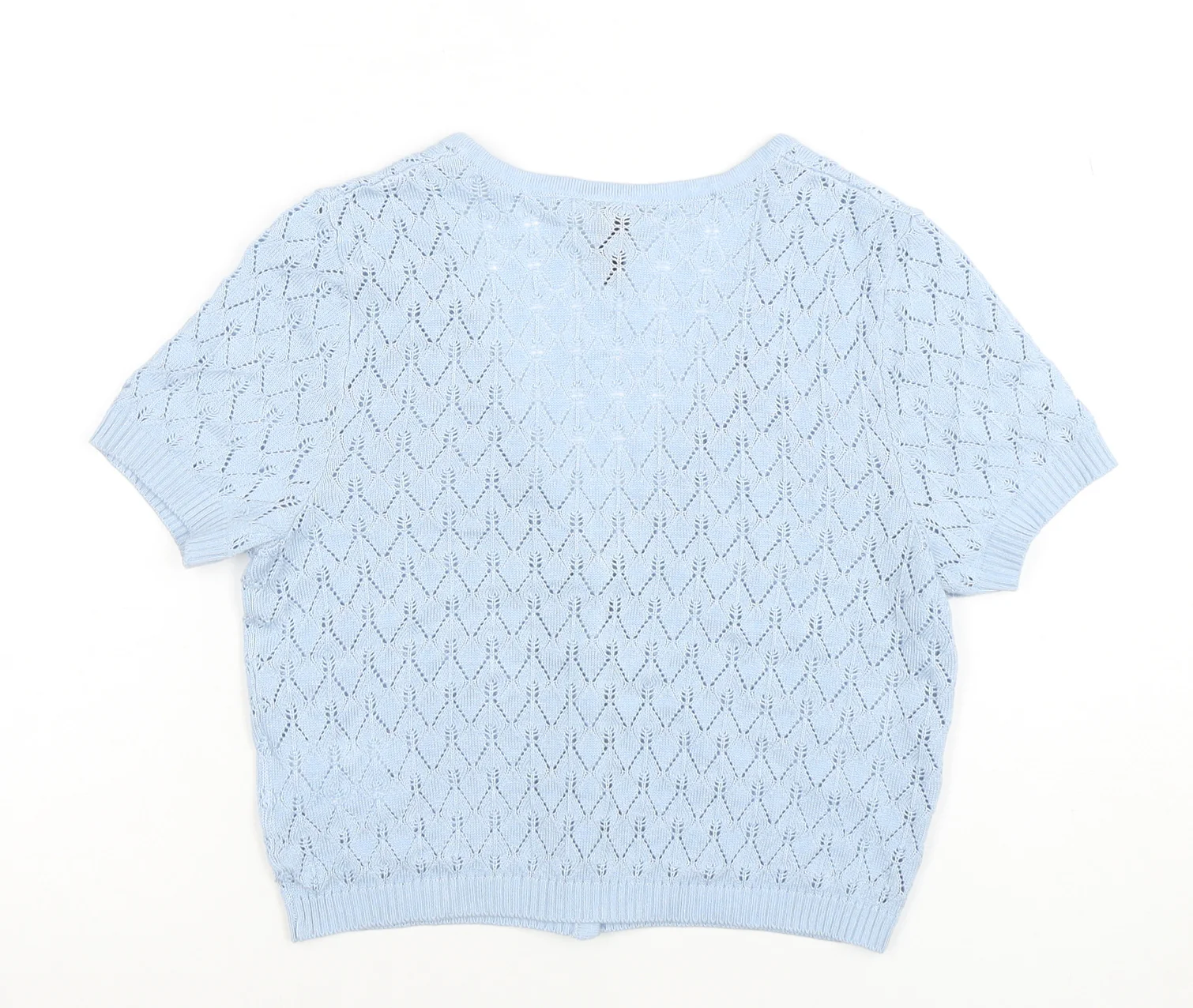 H&M Divided Women's Blue Open Knit Short Sleeve Cardigan XS - Image 3