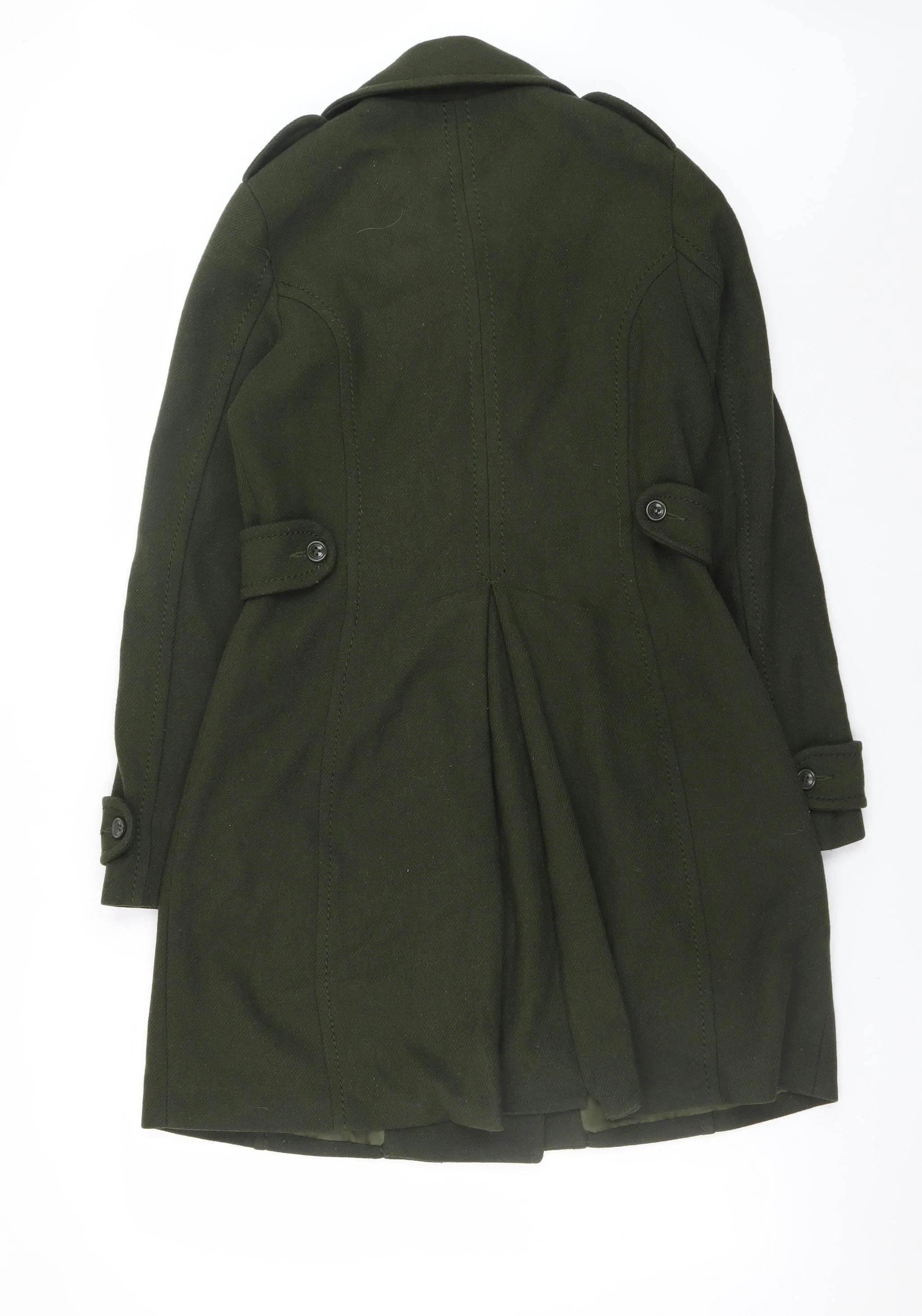 H&M Divided Women's Green Wool Blend Pea Coat Size 12 - Image 3