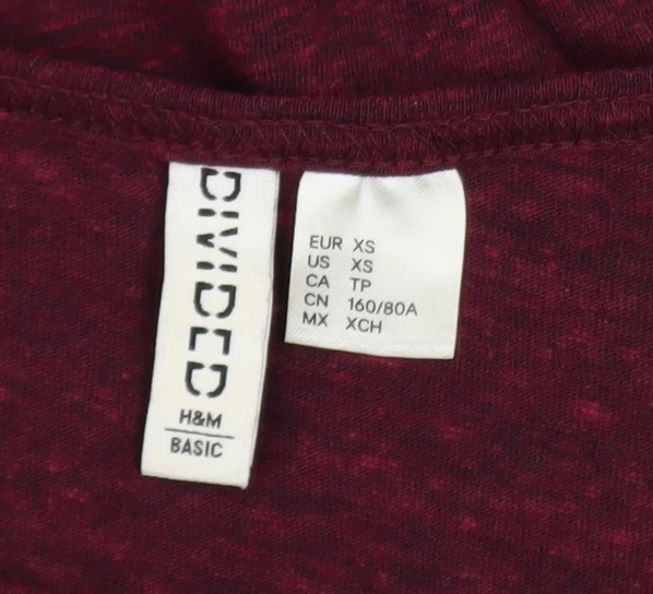 H&M Divided Womens Red Black Raglan 3/4 Sleeve Basic T-Shirt XS - Image 4
