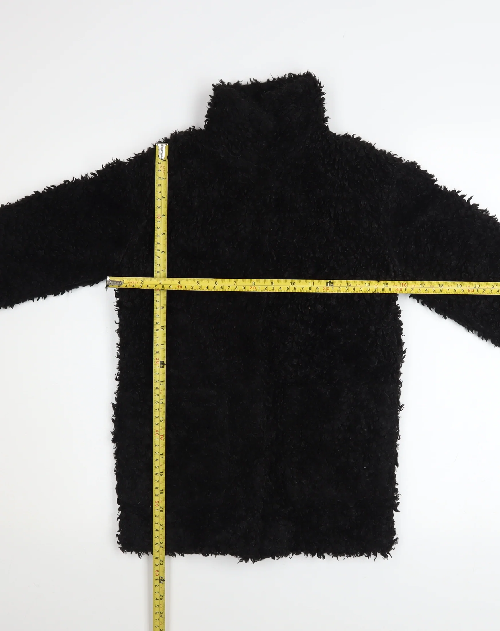 H&M Girls Black Fleece Basic Coat 8-9 Years Lined Winter Outerwear - Image 2