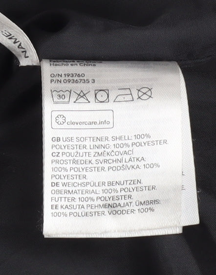 H&M Girls Black Fleece Basic Coat 8-9 Years Lined Winter Outerwear - Image 5