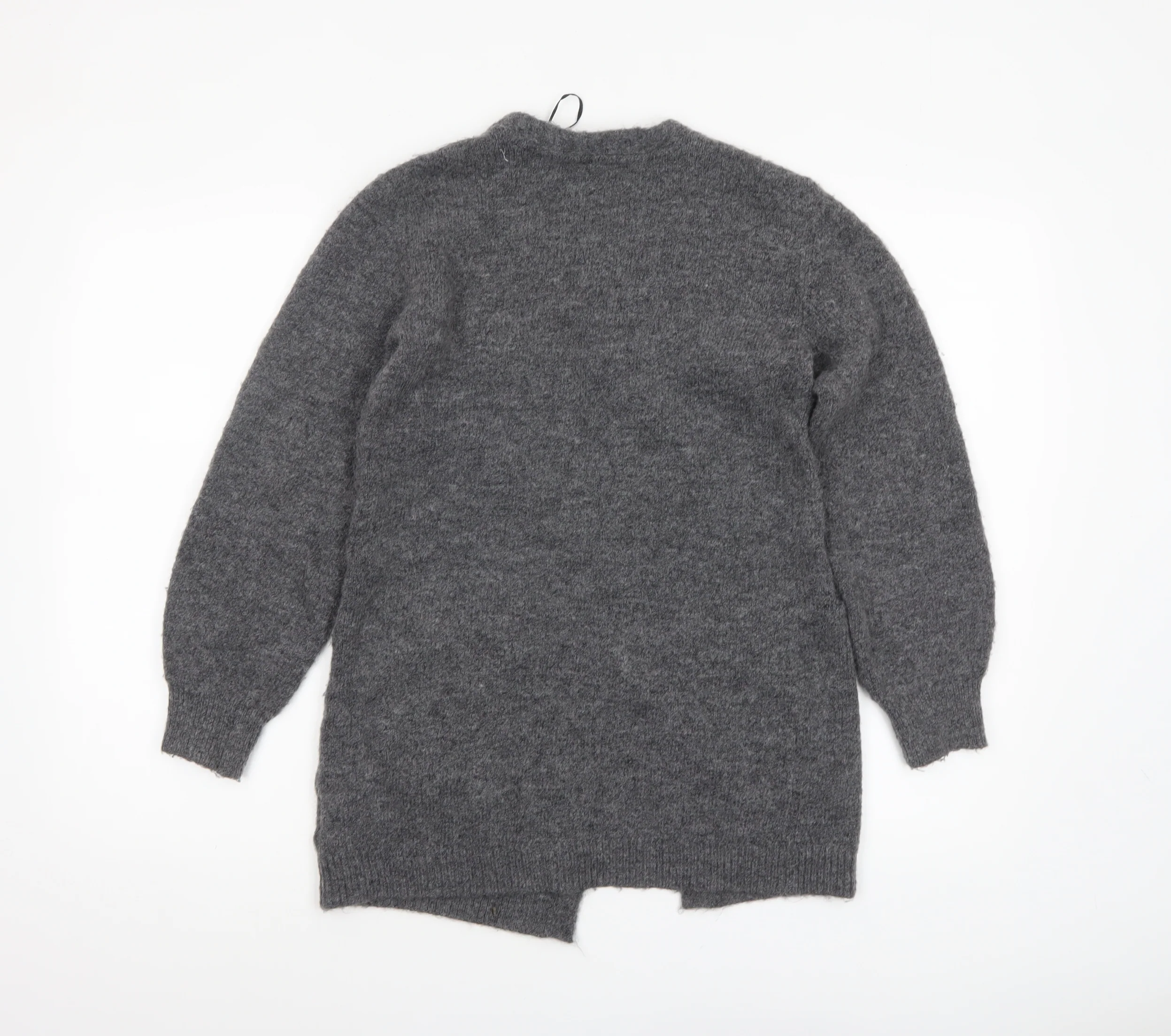 H&M Girls Grey Long Sleeve Open Front Cardigan 9-10 Years Wool Blend