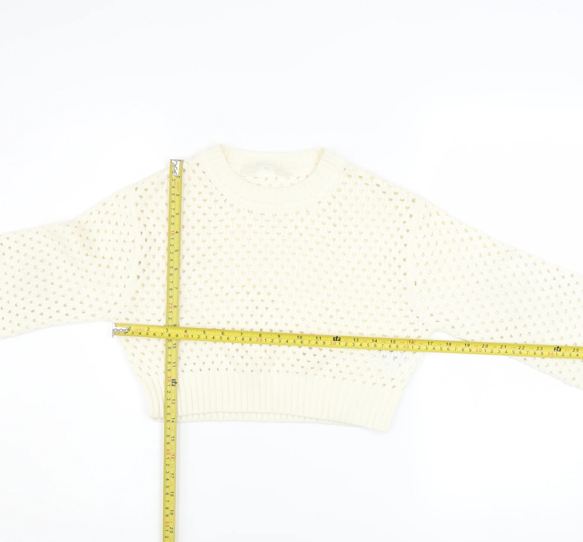H&M Girls Ivory Knit Pullover Jumper 8-10 Years Acrylic Long Sleeve - Image 2