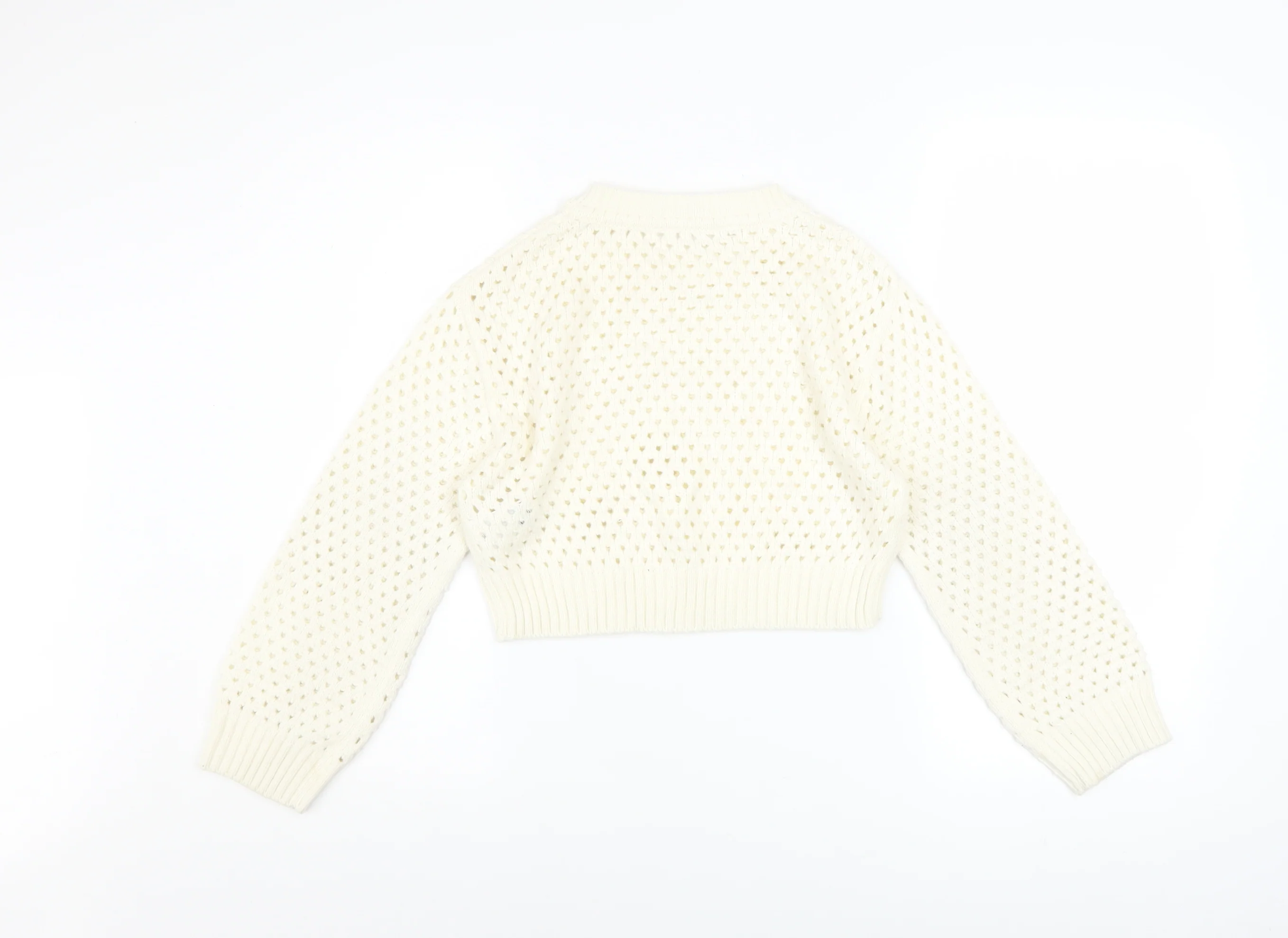 H&M Girls Ivory Knit Pullover Jumper 8-10 Years Acrylic Long Sleeve - Image 3
