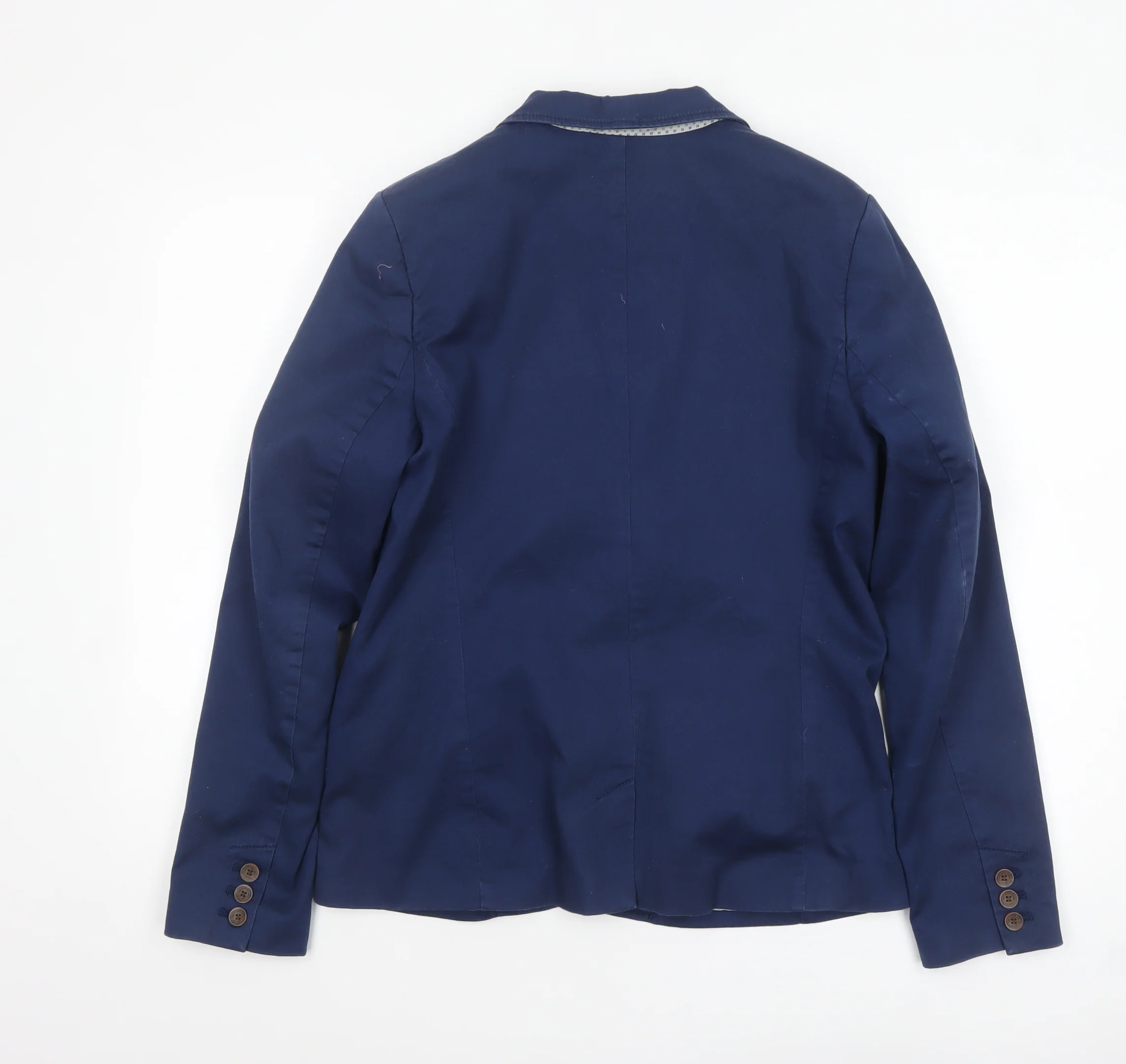 H&M L.O.G.G. Women Blue Cotton Single-Breasted Blazer UK 14 - Image 3
