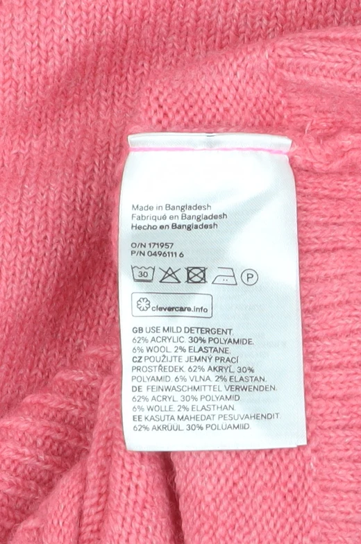 H&M L.O.G.G Women’s Pink Crew Neck Long Sleeve Knit Jumper XS - Image 5