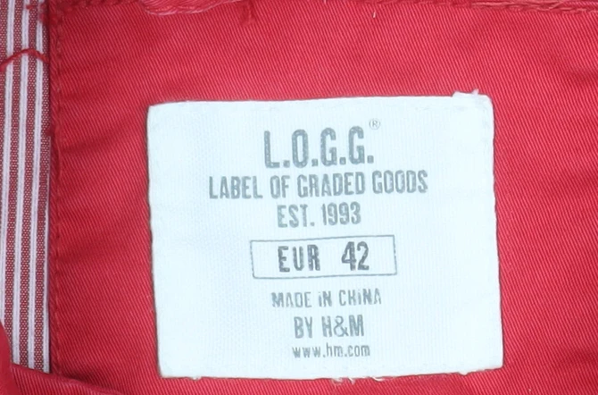 H&M L.O.G.G. Women’s Red Cotton Pea Coat Size 14 Casual Jacket - Image 4
