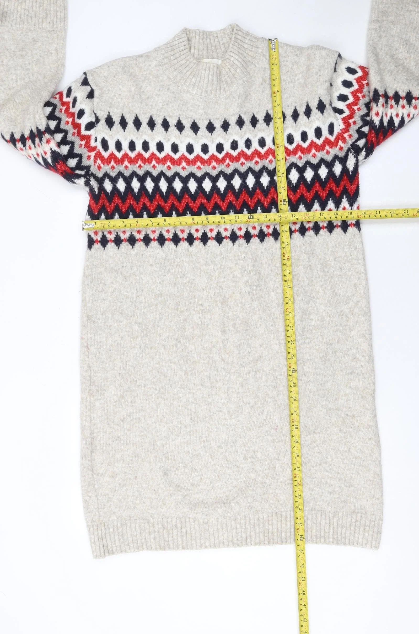 H&M MAMA Women Beige Fair Isle Knit Jumper Dress Size S Maternity Winter - Image 2