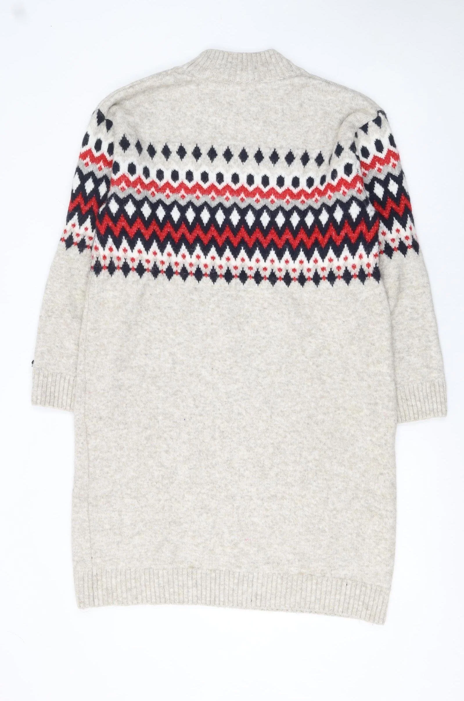 H&M MAMA Women Beige Fair Isle Knit Jumper Dress Size S Maternity Winter - Image 3