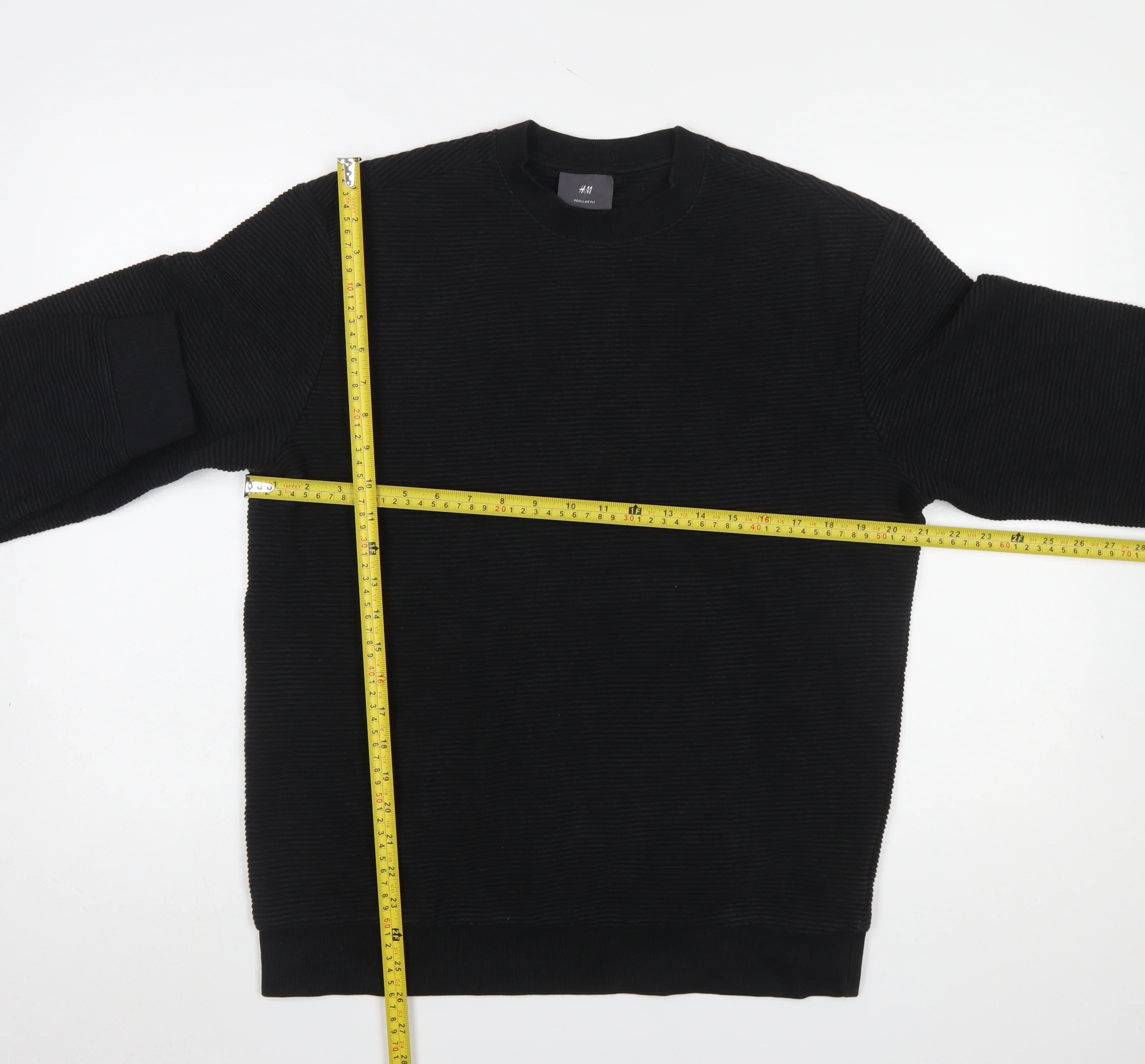 H&M Men Black Regular Fit Long Sleeve Cotton Blend Sweatshirt M - Image 2