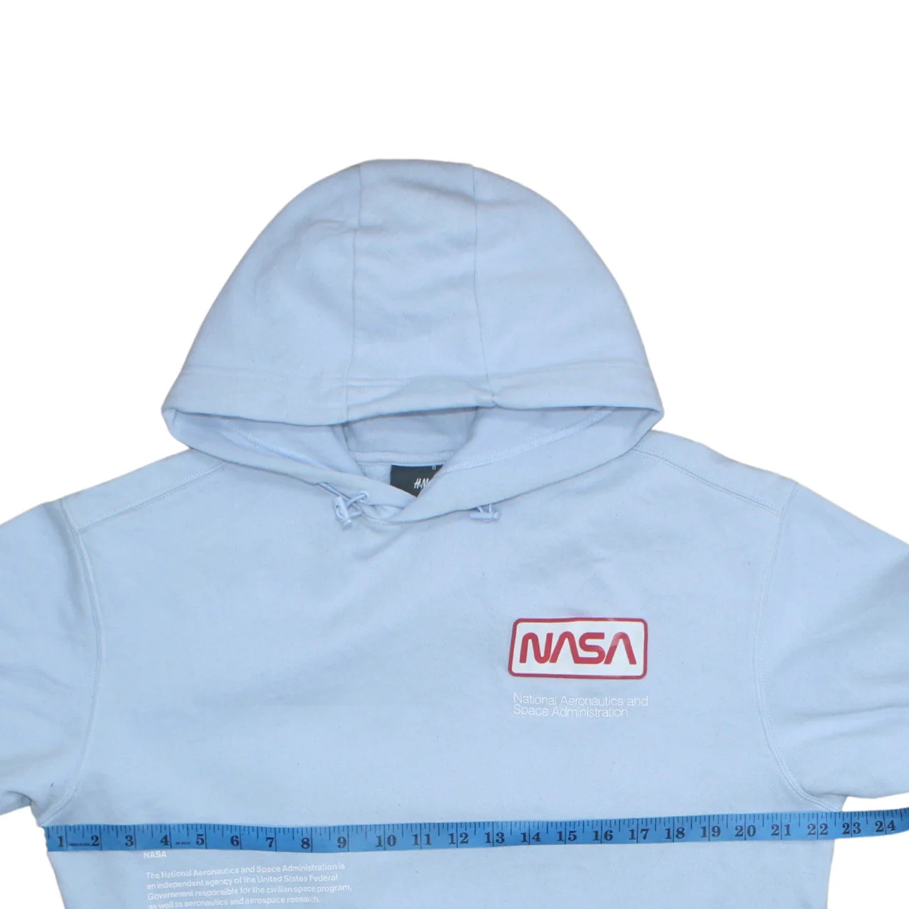 H&M Men Blue NASA Pullover Hoodie Size L Cotton Blend Reflective Trim - Image 2