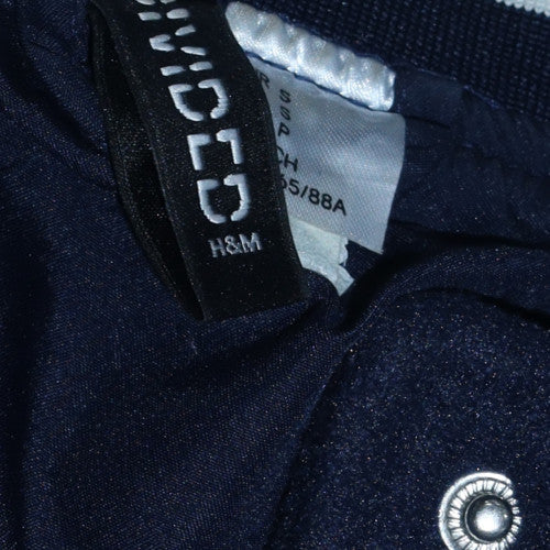H&M Men Blue Varsity Jacket Size S Polyester Snap Button College Style - Image 5
