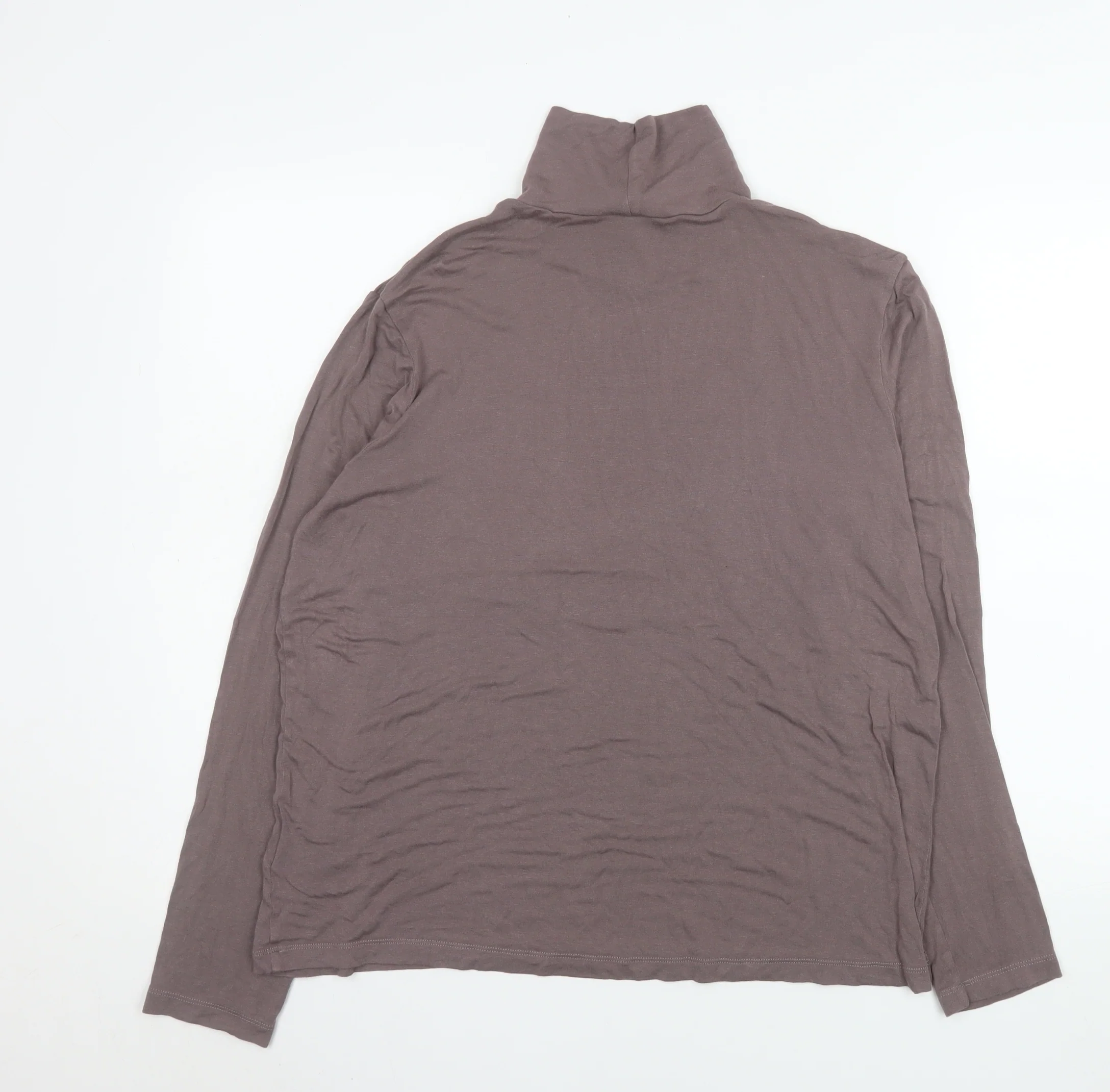 H&M Men’s Brown Roll Neck Long Sleeve Jersey Top XL - Image 3