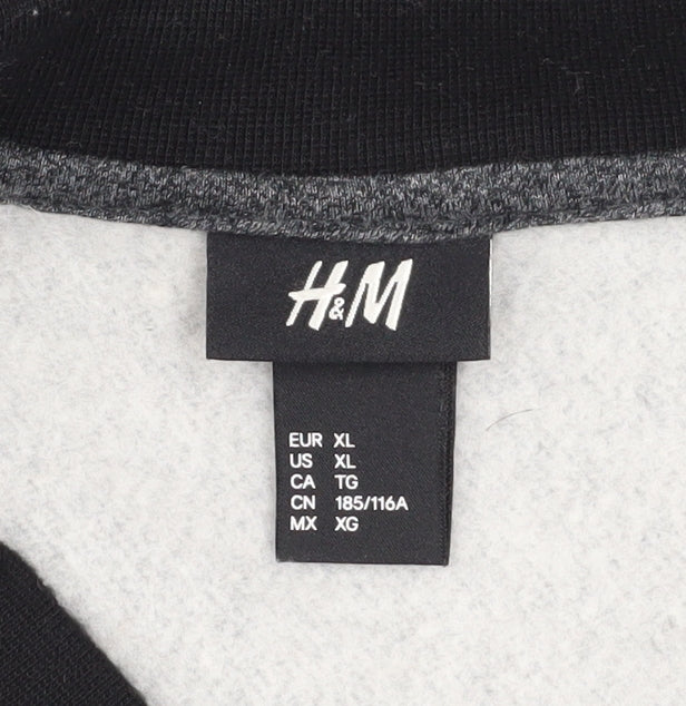 H&M Men’s Grey Black Varsity Jacket XL Cotton Blend Casual - Image 5