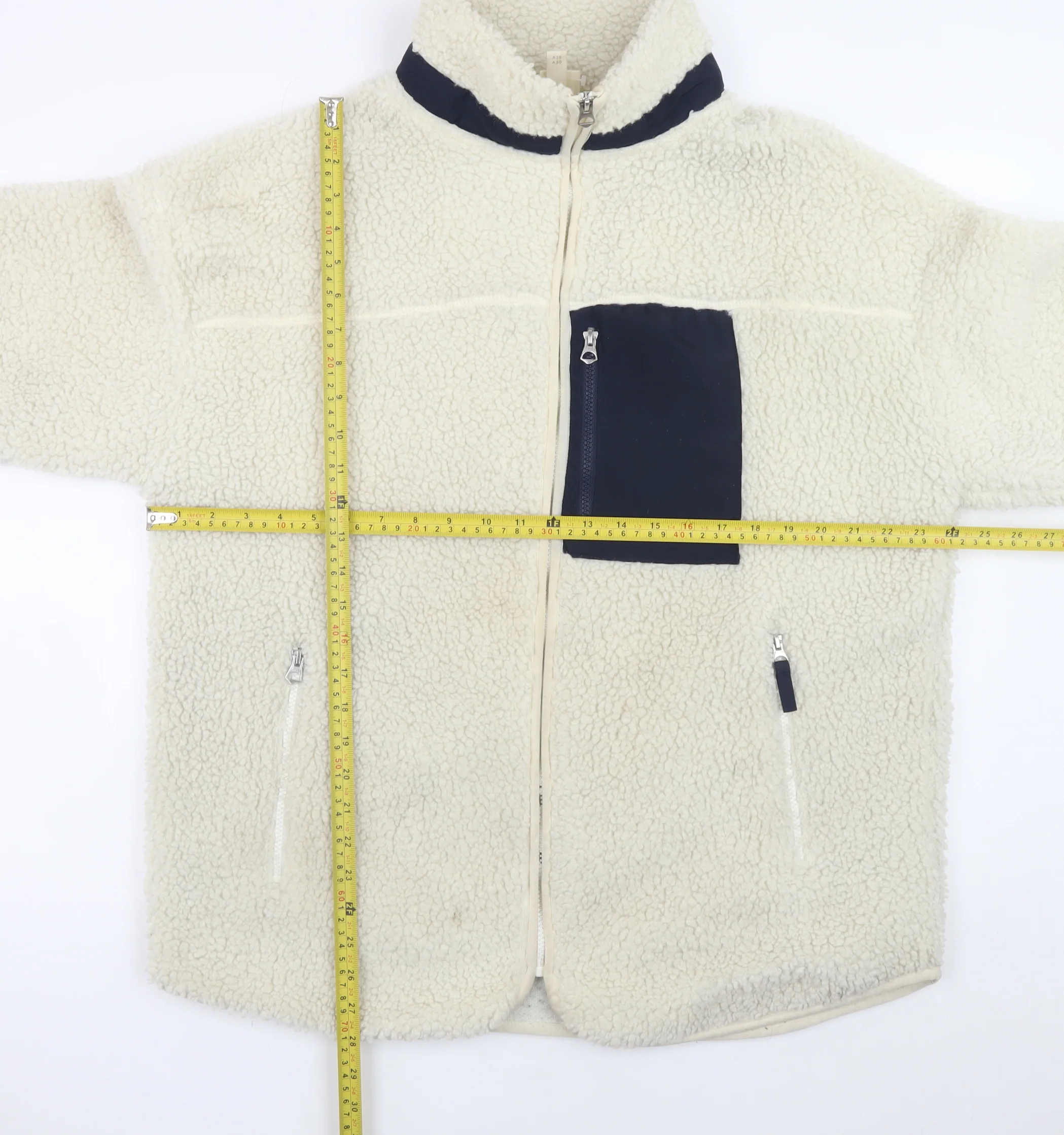H&M Men’s Ivory Fleece Full Zip Jacket Size S Regular Fit - Image 2