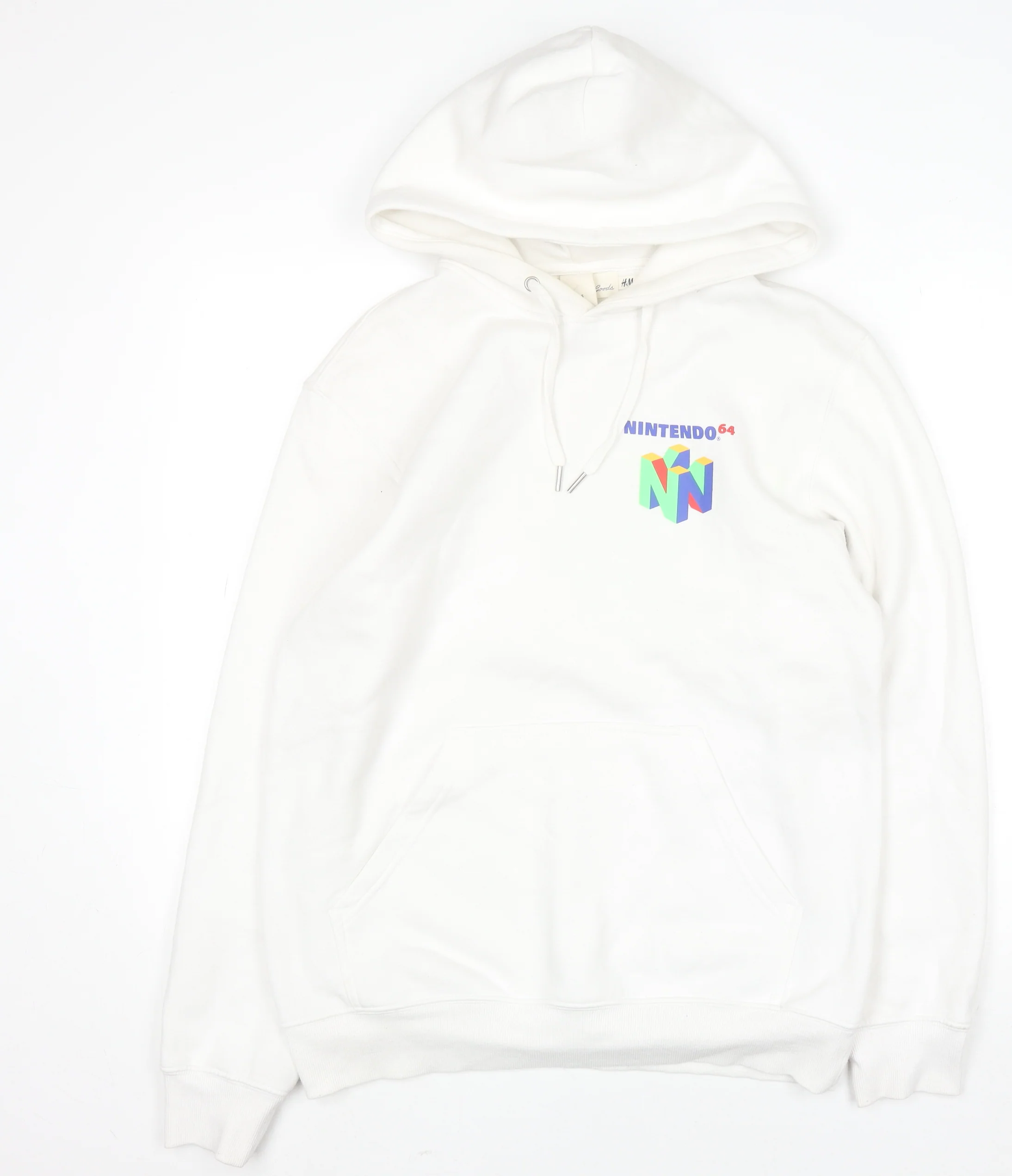 H&M Men’s White Nintendo 64 Graphic Pullover Hoodie Size S